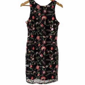 NWT Sam Edelman Sz 2 Red Peony Embroidered Mini Sheath Dress Cocktail Party Date
